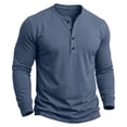 thumbnail image 5 of hoksml Men's Cotton Fabric Long Sleeve Henley Shirt, 4 Button Placket Solid Color Crew Neck Casual Daily Pullover Top, 5 of 7