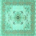 thumbnail image 1 of Ahgly Company Machine Washable Indoor Square Medallion Turquoise Blue Traditional Area Rugs, 6' Square, 1 of 4