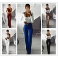 thumbnail image 5 of Women Pants Solid Color Bell-Bottom Elastic Band  Long Slim Top High Waist Pants, 5 of 6