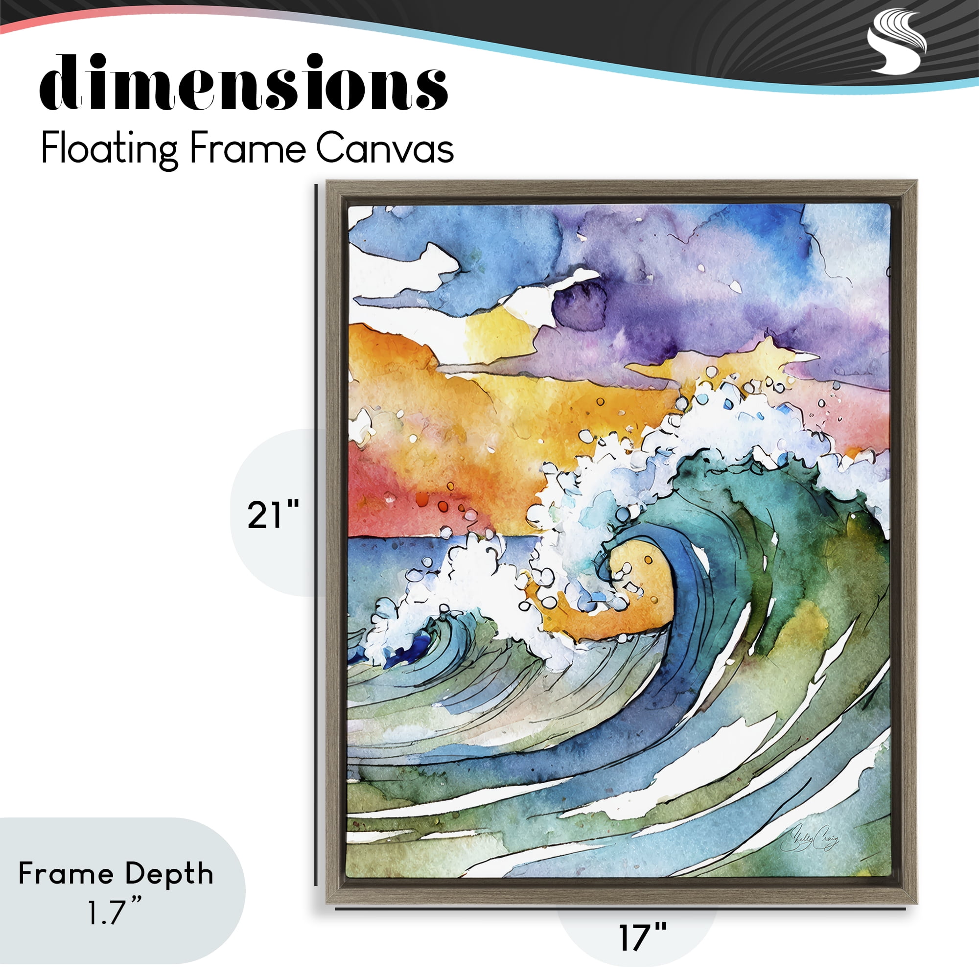 Stupell Industries Vibrant Sunrise Surf Brown Framed Floater Canvas Wall Art, design by Shelly Craig