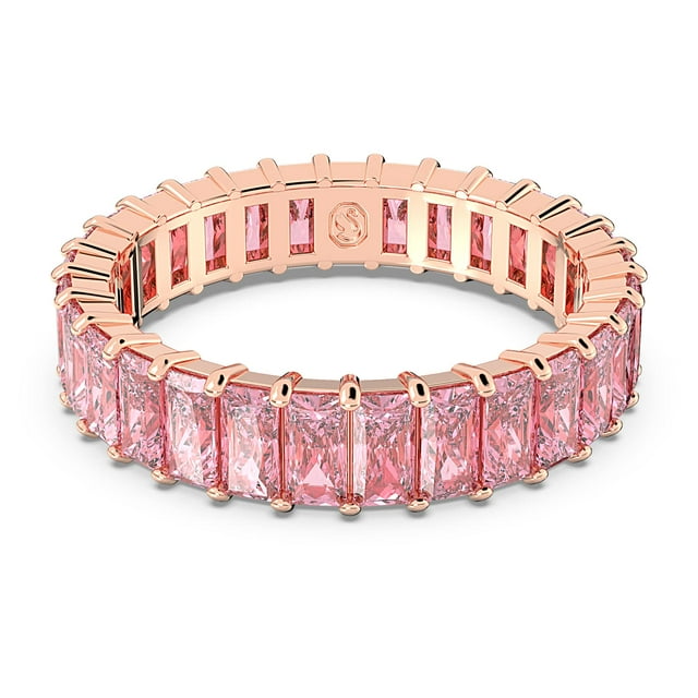 Anillo Swarovski Matrix de cristal rosa tallado en forma de baguette, tamaño 6