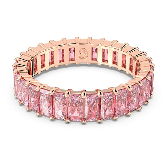 Anillo Swarovski Matrix de cristal rosa tallado en forma de baguette, tamaño 5