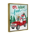 thumbnail image 3 of Oh What Fun Santa Driving Gifts Holiday Graphic Art Metallic Gold Framed Art Print Wall Art, 3 of 6