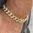 thumbnail image 2 of Men's 14K Gold Plated Miami Cuban Link Bracelet White Color Enamel 8" Inch x 10.5 MM Thick, 2 of 7