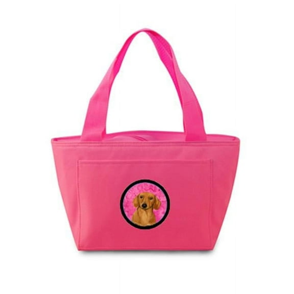 Pink Dachshund Zippered Insulated School Washable And Stylish Lunch Bag Cooler