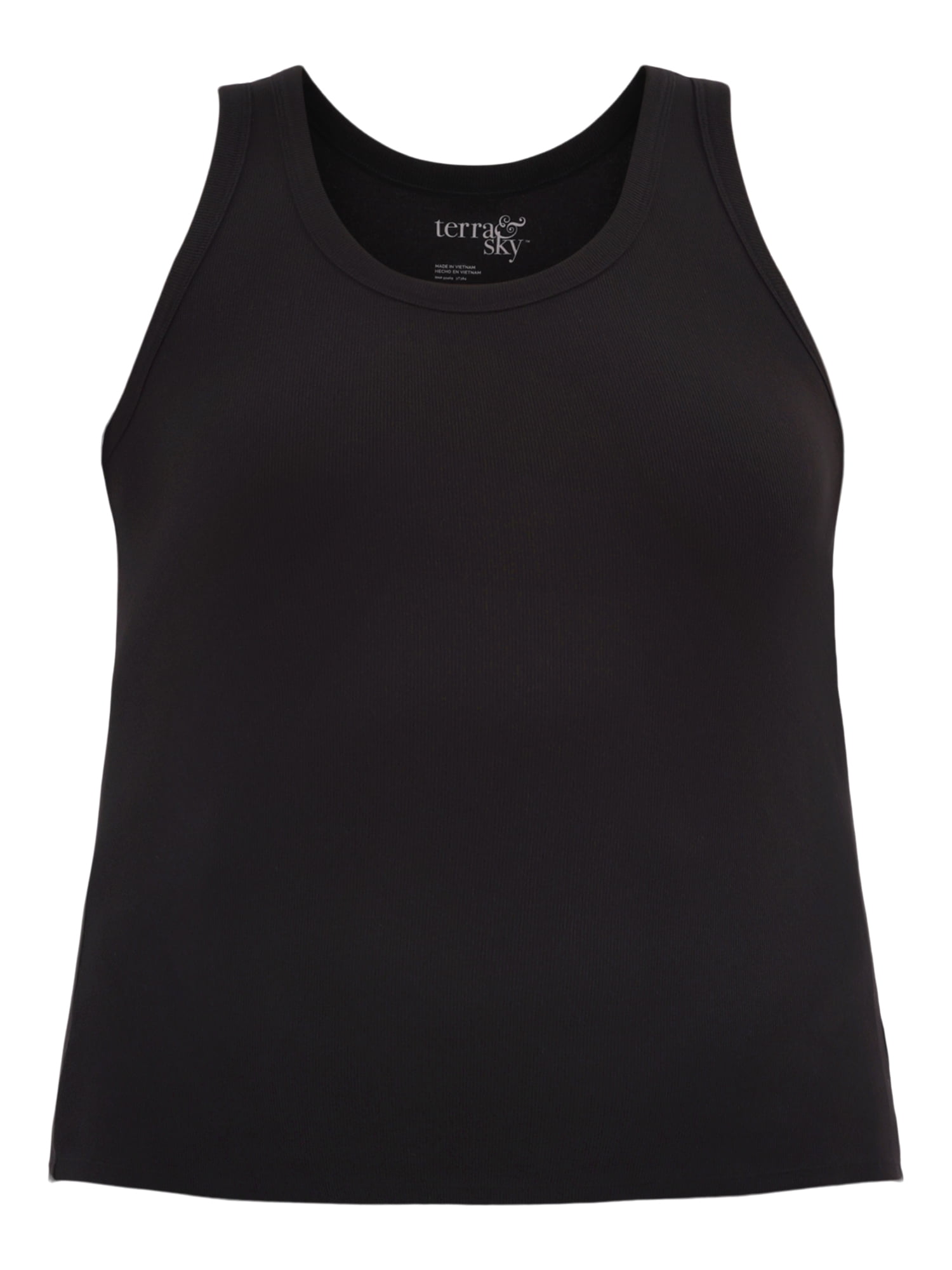 Terra & Sky Women's Plus Size Scoop Neck Ribbed Tank Top