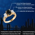 thumbnail image 2 of Gem Stone King 18K Yellow Gold Plated Silver 3-Stone Ring Sapphire Moissanite (3.50 Cttw), 2 of 6