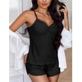 thumbnail image 5 of Ekouaer Cami Pajama Set Ribbed Knit Lingerie Ruched Cami Top and Shorts Pjs Cute Sleepwear Set for Women, 5 of 6