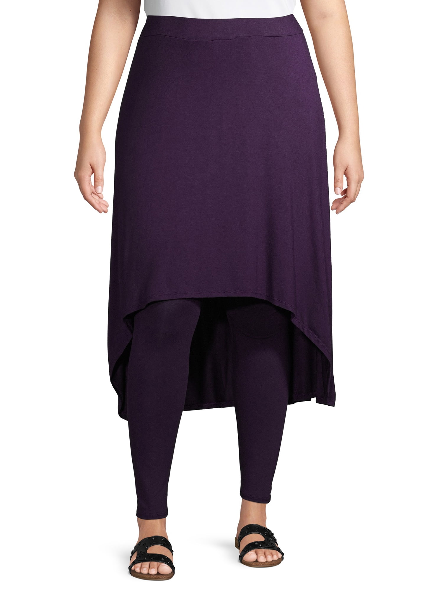 pants with skirt overlay plus size