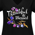 thumbnail image 4 of Inktastic Thankful and Blessed Inspirational Saying with Flowers Women's Plus Size V-Neck T-Shirt, 4 of 5