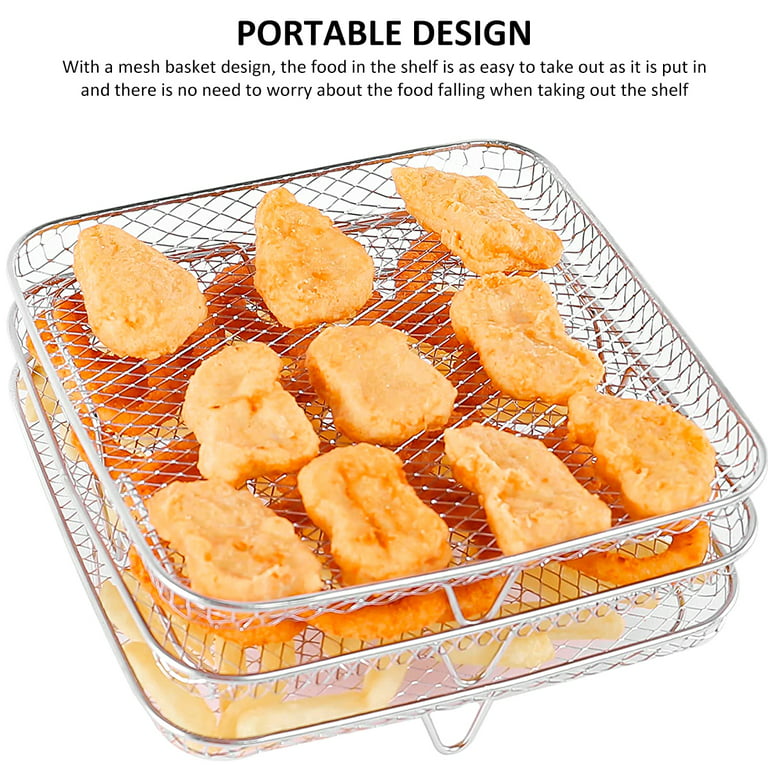 3Pcs Round Shape Air Fryer Rack,Stackable Design Food Grade Stainless Steel  Fruit Meat Dehydration Air Fryer Dehydrator Racks for Most Air Fryer