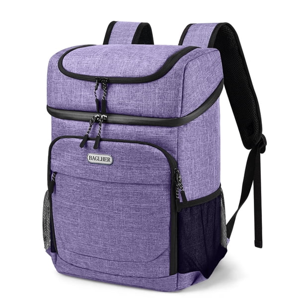 Mochila térmica BAGLHER para 30 latas, a prueba de fugas, impermeable, color morado
