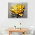 thumbnail image 2 of ONETECH Yellow Grey Flower Wall Art Abstract Gray Background Print on Canvas Home Decor Decal Pictures Poster for Bedroom Living Room Printed Painting Gifts Framed Ready to Hang -, 2 of 4