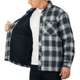 thumbnail image 4 of Alpine Swiss Mens Josh Fleece-Lined Flannel Jacket Heavyweight Snap Button Plaid Shirt Shacket Warm Winter Outerwear BLGY MED, 4 of 7
