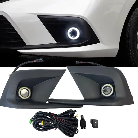 LED Projector Fog Light DRL Halo Angel Eye w/Wiring ＆Bezel For Honda Civic 22-24