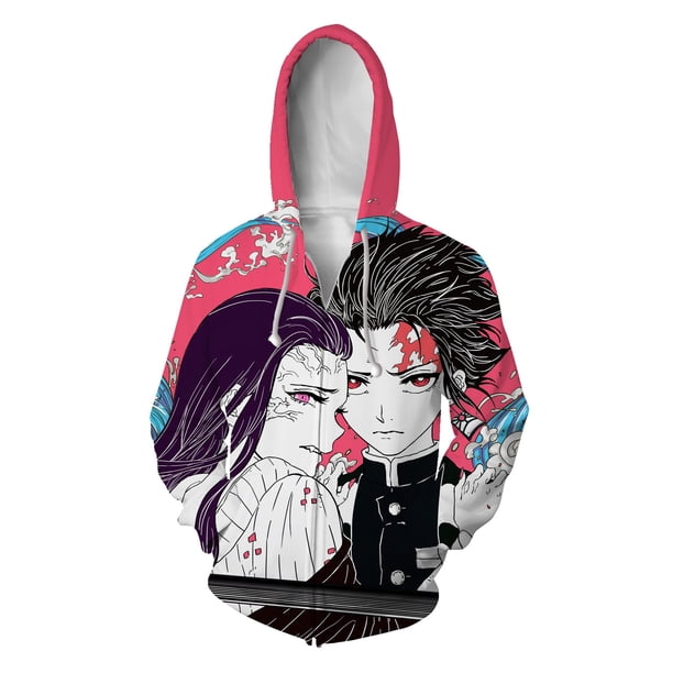 Demon Slayer Kimetsu no Yaiba Tanjirou Nezuko Zenitsu Tomioka Giyuu Cosplay Sudadera con capucha disfraz Anime chaqueta abrigo para Halloween PartyXL Gao Jinjia LED