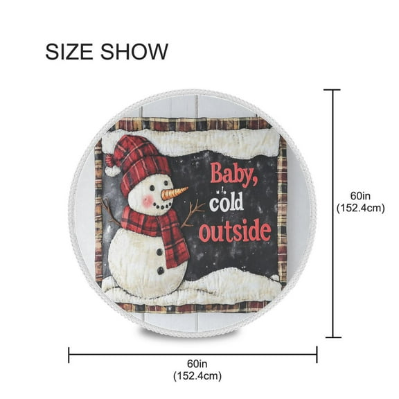 BZSMCE Round Tablecloth Adorable Smiled Snowman Pattern Tableclothes