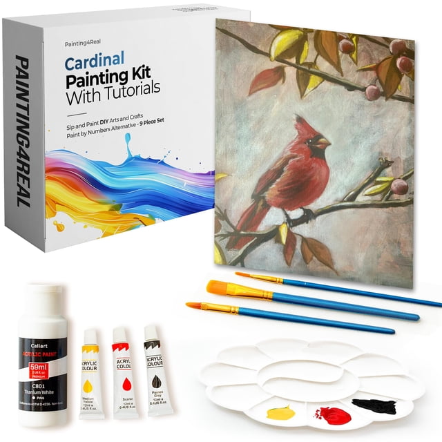 Kit de pintura Painting4Real Cardinal Acrílico, 9 piezas
