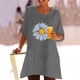 thumbnail image 2 of Blusa con botones y estampado de manga media con estampado de cuello redondo informal a la moda para mujer Pompotops  hfajkhk132365, 2 of 6