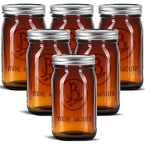 Amber Wide Mouth Mason Jars 32 oz - (6 Pack)