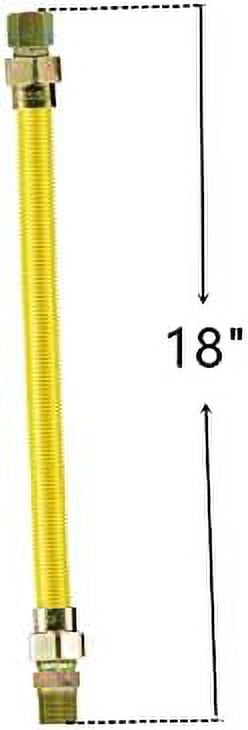 GraceHome-US 18-Inch Yellow Epoxy Coated SS Corrugated Gas Flex Connector (3/4" MIP x 3/4" FIP, 5/8" OD) - Flexible Natural Gas Line for Water Heater, Range, Dryer, Stove, Grill