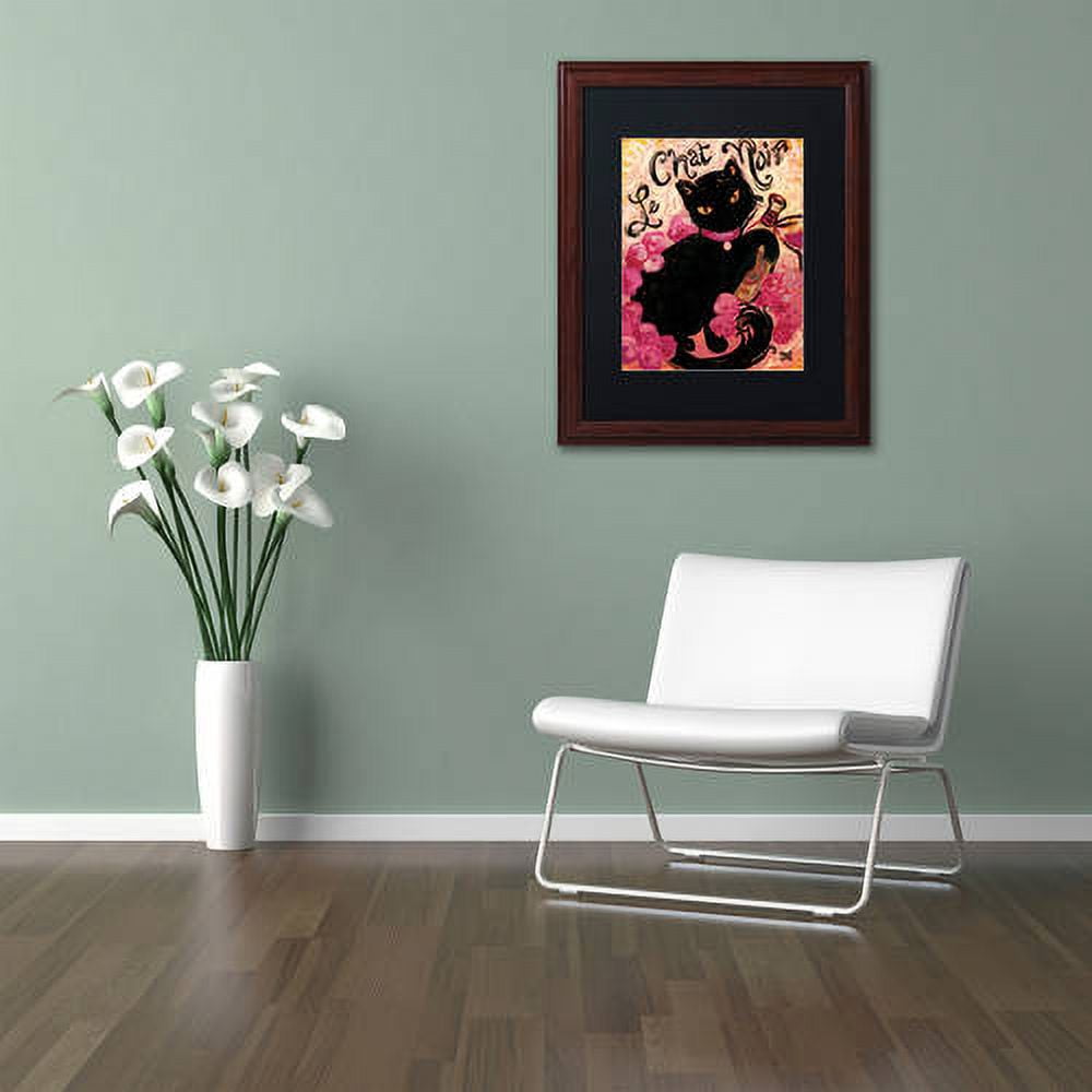 Trademark Fine Art "Le Chat Noir" Canvas Art by Natasha Wescoat, Black Matte, Wood Frame