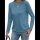 thumbnail image 2 of Camisas de Larga para Mujer, Túnicas, Blusas Holgadas, Elegantes, Cuello Redondo, Suéteres Básicos. Azul XL, 2 of 10