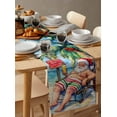 thumbnail image 6 of Ldtrchee Coastal Christmas Table Runner 72 Inches, Santa Beach Nautical Seaside Bed Runner Dresser Scarves Tabletop for Indoor Outdoor Parties/Ceremony/Banquet, 16" x 72", 6 of 8