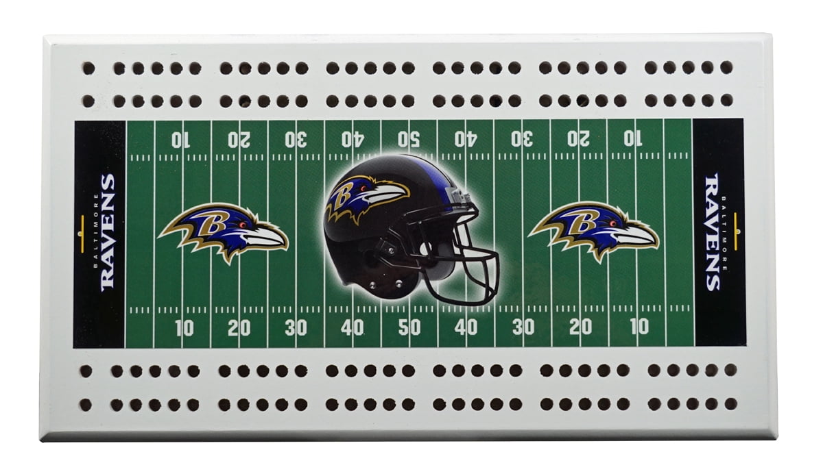 Baltimore Football Classic 2 Track Wooden Field Shaped Cribbage Board