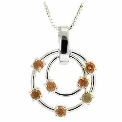 

STAFIH Sterling Silver Orange CZ Floating Double Circle Pendant