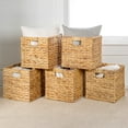 thumbnail image 2 of happimess BSK2004A-SET5 Bryce 10.63" Classic Farmhouse Handwoven Hyacinth Collapsible Storage Cube Baskets with Handles, Natural (Set of 5), 2 of 7