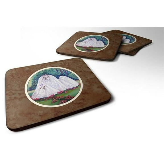 Maltese Momma & Puppy Foam Coaster, Set of 4