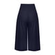 thumbnail image 4 of Pantalones Capri de algodón para mujer, talla grande, holgados, de pierna ancha, cintura alta, rectos, informales, color azul marino, 4 of 4