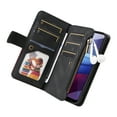 thumbnail image 4 of Multifunctional Case for Moto G Power 2021,[RFID Blocking] 9 Credit Cards Holder Wrist Strap, Premium PU Leather Zipper Wallet Purse Magnetic Flip Phone Cover for Motorola Moto G Power 2021, Black, 4 of 12