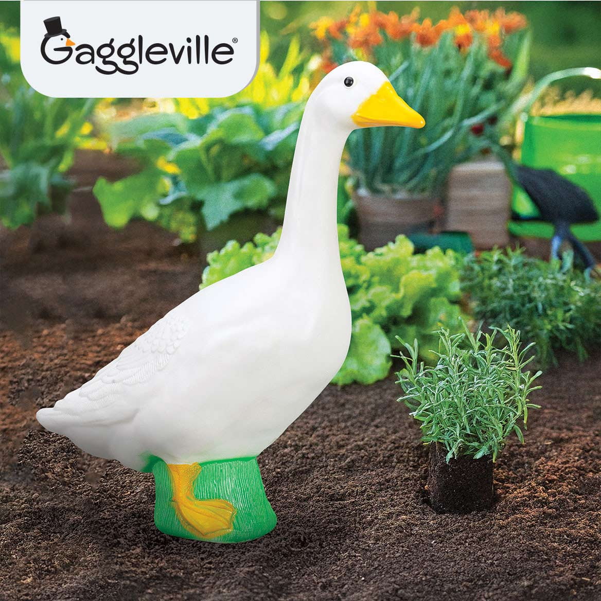 Official Gaggleville 23" Large White Goose, Plastic Garden Décor, Vibrant and Clean Painted Goose Feet - Indoor or Outdoor Decorative Figurine for Garden, Patio, or Entryway Accent