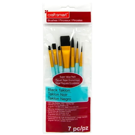 UPC: 0886946972195 | Black Taklon Wash Variety Brushes Super Value Pack By Craft Smart®