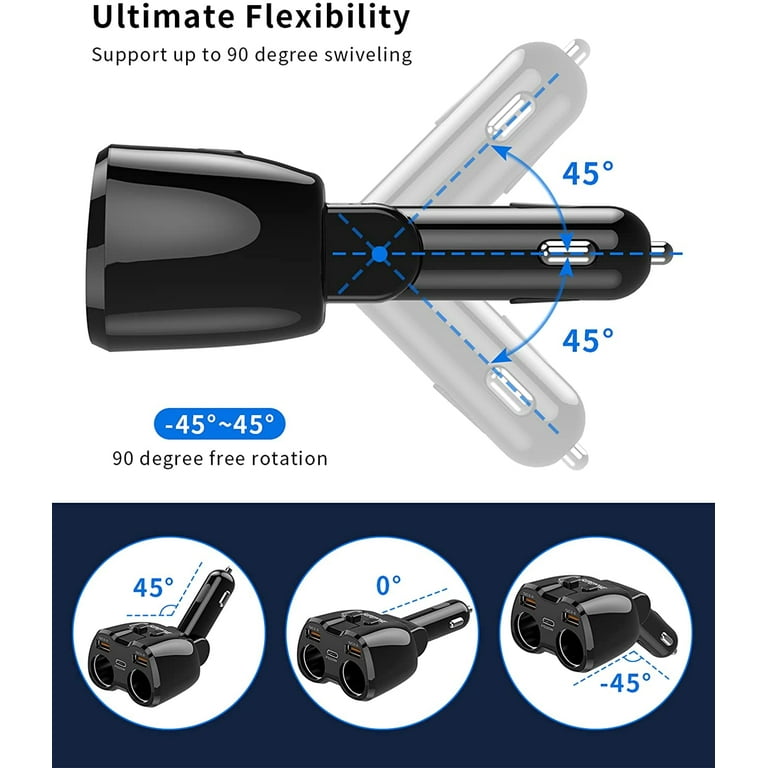 cigarette lighter with usb c port 60W Car Cigarette Lighter to USB-A/Type-C Fast Charging Adapter cigarette lighter with usb c port 60W Car Cigarette Lighter to USB-A/Type-C Fast Charging Adapter