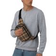 thumbnail image 4 of Lafuoo khaki coffee plaid Pattern Square Double Layer Waist Bag, Adjustable Buckle Bag Accessories for Men and Women-One Size, 4 of 7
