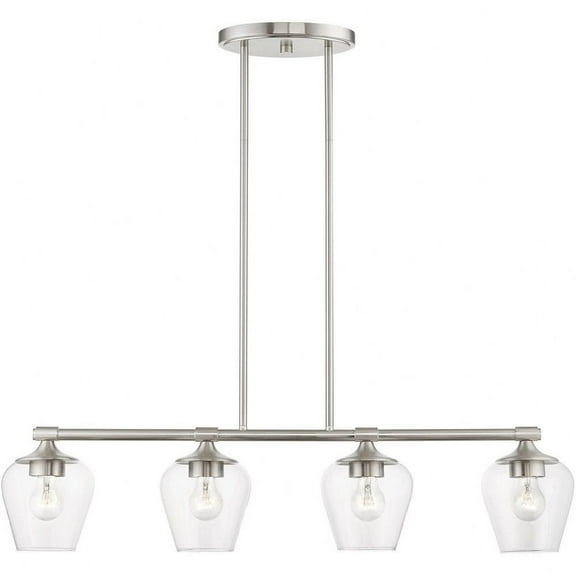 4 Light Linear Chandelier in Transitional Style-14.75 inches Tall and 6 inches Wide-Brushed Nickel Finish Bailey Street Home 218-Bel-4829187