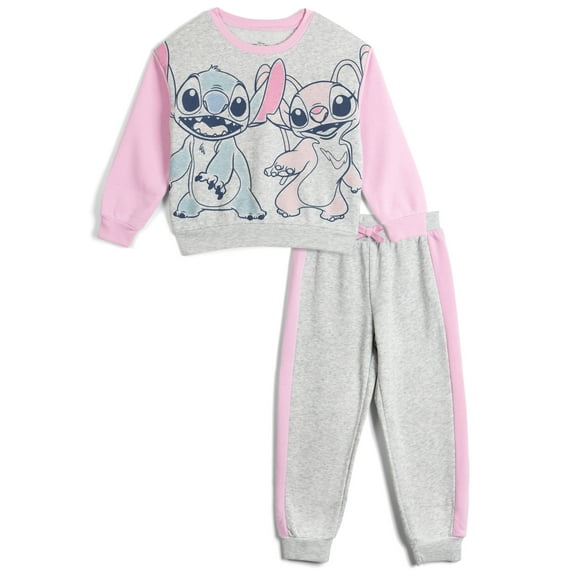 Disney Lilo & Stitch Angel Fleece Pullover Sweatshirt and Jogger Pants Outfit Set Toddler to Big Kid