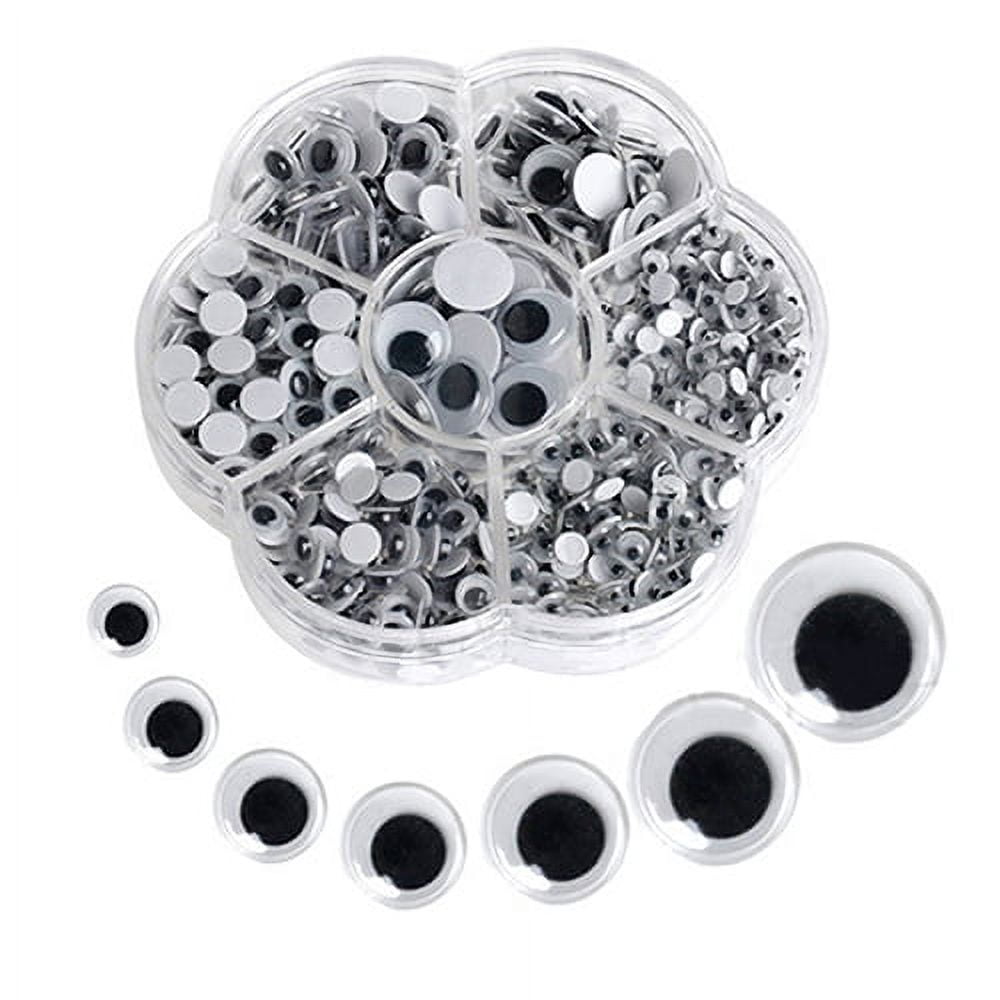 AYYUFE 500Pcs Mixed Size Self-adhesive Round Plastic Wiggle Googly Eyes for DIY Doll