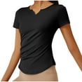 thumbnail image 5 of hotojiny Workout Tops for Women Slim Notch V Neck Short Sleeve Ruched Shirt Athletic Sports Running Yoga Tee Gym Clothes, 5 of 7