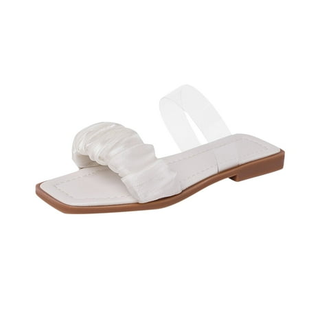 

ZTTD Fashion Summer Women Slippers Silk Open Toe Flat Slip On Solid Color Casual Women s Slipper A