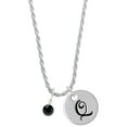 thumbnail image 1 of Delight Jewelry Crystal Black Channel Drop Silvertone Script Initial Disc - Q - Charm Necklace, 20"+3", 1 of 4
