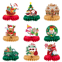 MesaSe 9 Pieces Honeycomb Christmas Decorations for Table, Christmas Party Decorations, Christmas Centerpieces
