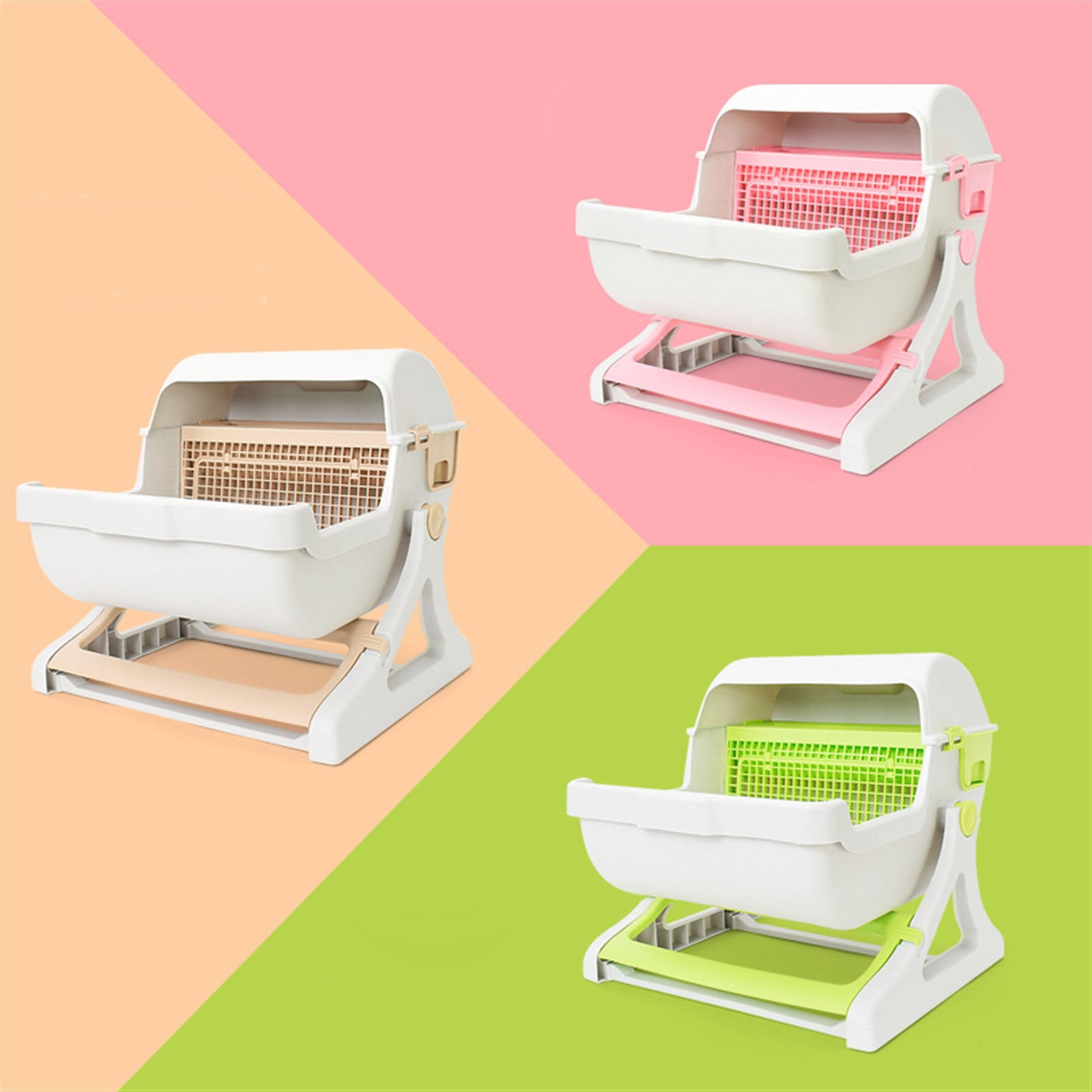 Large Cat Litter Pan Semi-Closed Semi-Automatic Tipping Cat Litter Box Pet Supplies Easy to Clean
