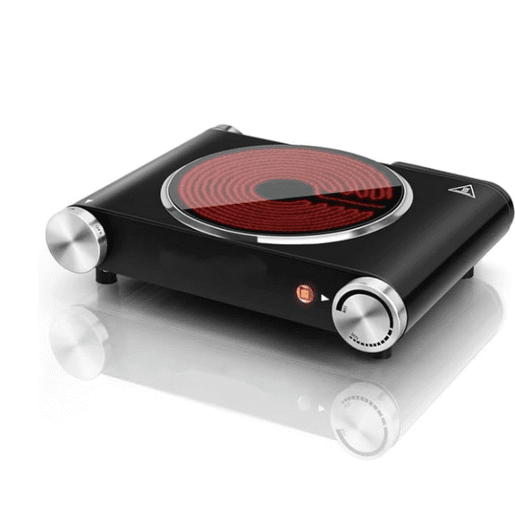 Hot Plate, Single Burner for Cooking, 1200W Portable Infrared Ceramic Electric Stove with Adjustable Temperature, 7.1” Cooktop for Home/RV/Camp, Compatible for All Cookwares, Black