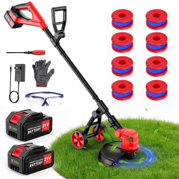 Tanbaby 12-inch Brushless Motor Cordless Weed Eater & String Trimmer, Auto Line Feed, 2 x 3.0Ah Battery, Weed Wacker for Lawn Yard Garden