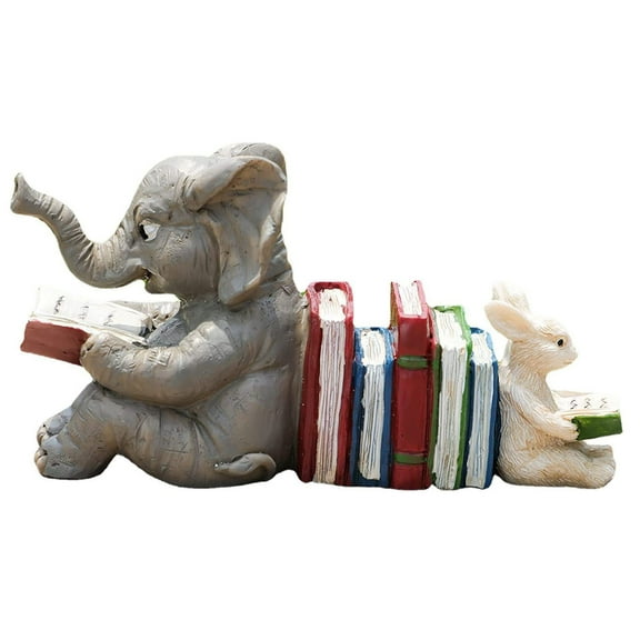 SPOORYYO Resin Rabbit Reading Book Statue - Garden Ornaments and Decorative Figurines for Indoor or Outdoor Use