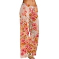 thumbnail image 2 of Delayuji Women's Casual Pant Wide Leg Pants Floral Print Elastic Waist Summer Thin Pants Beach Vacation, 2 of 7